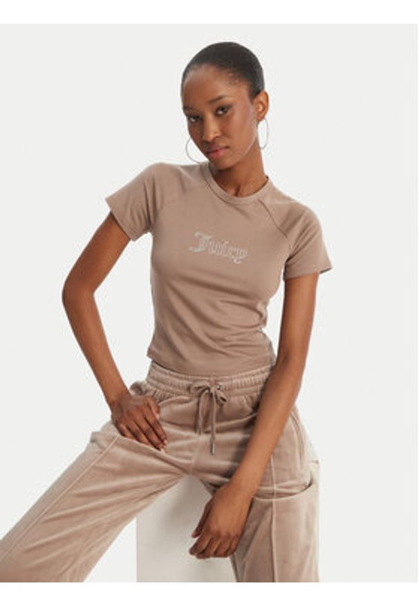 Juicy Couture T-Shirt Baby JCWCT126317 Beżowy Slim Fit. Kolor: beżowy