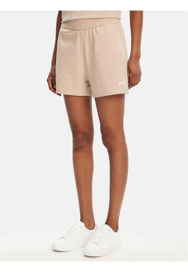 Hugo - HUGO Szorty sportowe 50490596 Beżowy Regular Fit. Kolor: beżowy. Materiał: bawełna