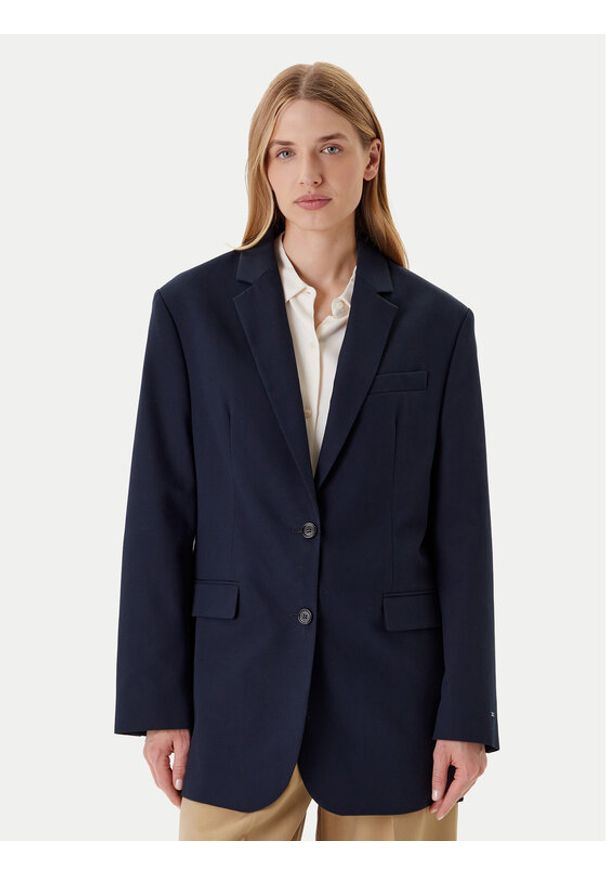 TOMMY HILFIGER - Tommy Hilfiger Marynarka Elevated WW0WW46808 Granatowy Relaxed Fit. Kolor: niebieski. Materiał: bawełna