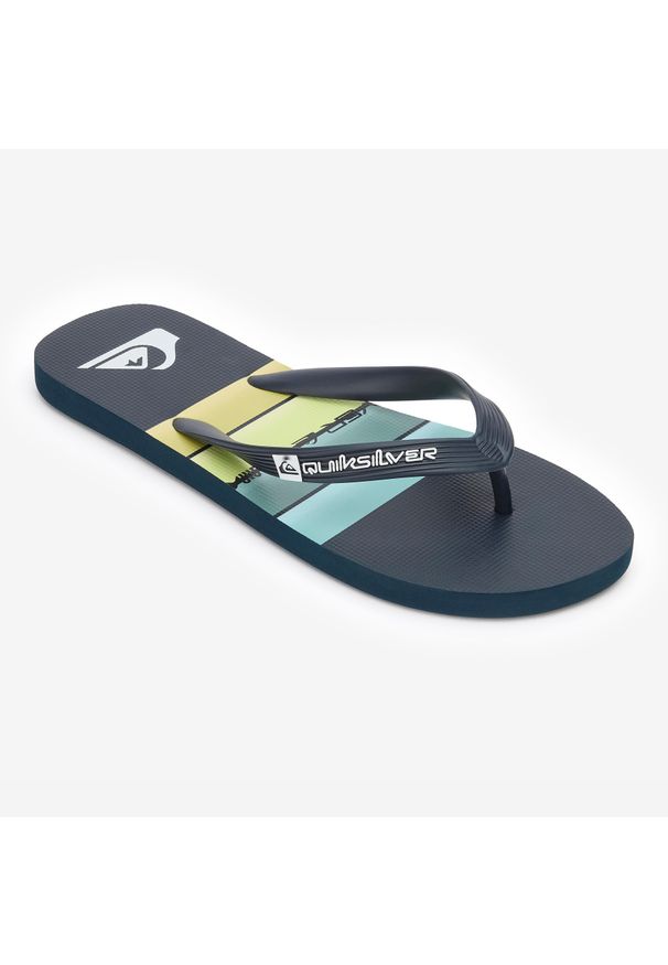 Japonki męskie Quiksilver Ocean Explorer. Okazja: na plażę. Kolor: niebieski. Materiał: kauczuk, syntetyk. Styl: sportowy