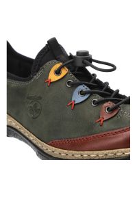 Zielone Półbuty Rieker Wygodne Buty Damskie. Okazja: na co dzień. Kolor: zielony. Materiał: syntetyk, materiał. Szerokość cholewki: normalna. Styl: casual, sportowy, elegancki #7