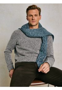 Big-Star - Sweter męski melanżowy brązowy Waltero 804. Okazja: na co dzień. Kolor: brązowy. Materiał: jeans, dzianina. Wzór: melanż. Styl: casual, klasyczny, elegancki
