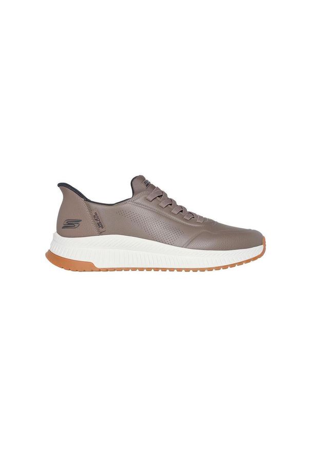 skechers - Kapcie SKECHERS SLIP-INS BOBS SQUAD 4 - DIRECT STEP Brązowy. Kolor: szary. Materiał: syntetyk, tkanina
