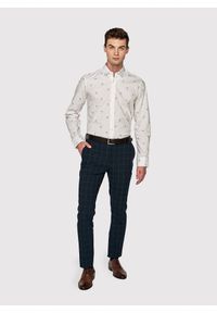 Pako Lorente - PAKO LORENTE – Biała męska koszula w palmy. Typ kołnierza: kołnierzyk klasyczny. Kolor: biały. Materiał: bawełna, elastan. Długość rękawa: długi rękaw. Długość: długie. Styl: klasyczny #6