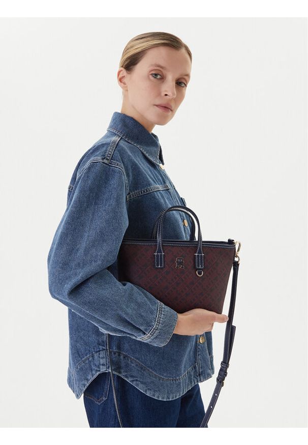 TOMMY HILFIGER - Tommy Hilfiger Torebka Th Monoplay Le Nano Tote AW0AW17717 Granatowy. Kolor: niebieski. Materiał: skórzane