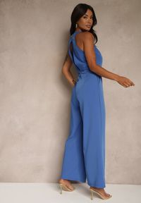 Renee - Niebieski Kombinezon Wide Leg z Ozdobnym Wiązaniem przy Szyi Silelia. Okazja: na co dzień. Kolor: niebieski. Długość rękawa: bez rękawów. Styl: klasyczny, elegancki, casual #3