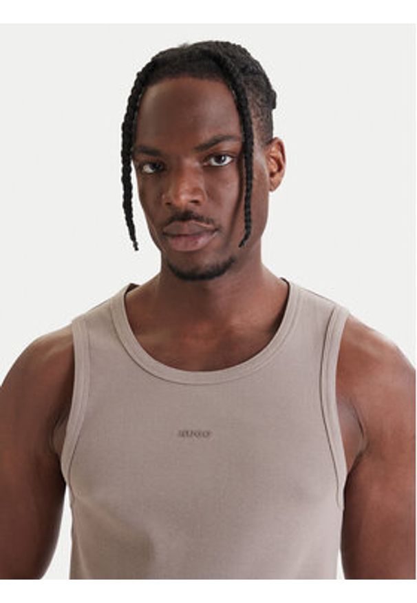 Hugo - HUGO Tank top Dapota 50563744 Brązowy Slim Fit. Kolor: brązowy. Materiał: bawełna
