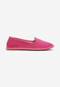 Born2be - Fuksjowe Espadryle Balerinki z Ozdobnymi Przeszyciami Firavione. Okazja: na co dzień, na imprezę. Kolor: różowy. Materiał: len. Sezon: lato. Styl: klasyczny, casual