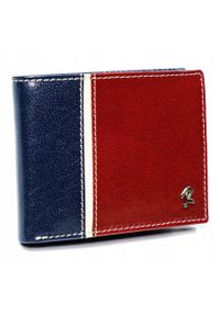 ROVICKY - Portfel męski Rovicky 323-RBA-D NAVY-RED. Kolor: czerwony, niebieski, wielokolorowy. Materiał: skóra