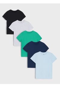 Sinsay - Koszulki w stylu basic 5 pack - błękitny. Kolor: niebieski