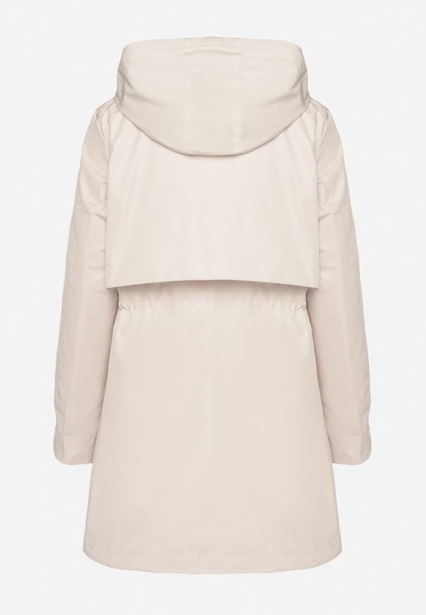 Born2be - Jasnobeżowa Kurtka w Stylu Parki z Odpinanym Kapturem i Ozdobną Podszewką Ismerife. Okazja: na spacer, na co dzień. Kolor: beżowy. Styl: casual