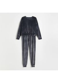 Reserved - Welurowa piżama - Szary. Kolor: szary. Materiał: welur #1