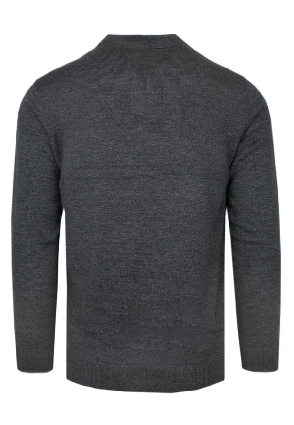 Lekki Męski Sweter Dzianinowy (styl: longsleeve polo) – Brave Soul - Grafitowy. Typ kołnierza: polo. Kolor: szary. Materiał: akryl, bawełna. Długość rękawa: długi rękaw. Styl: klasyczny