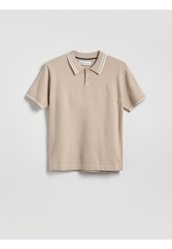 Reserved - T-shirt polo - kremowy. Typ kołnierza: polo. Kolor: kremowy. Materiał: dzianina, wiskoza