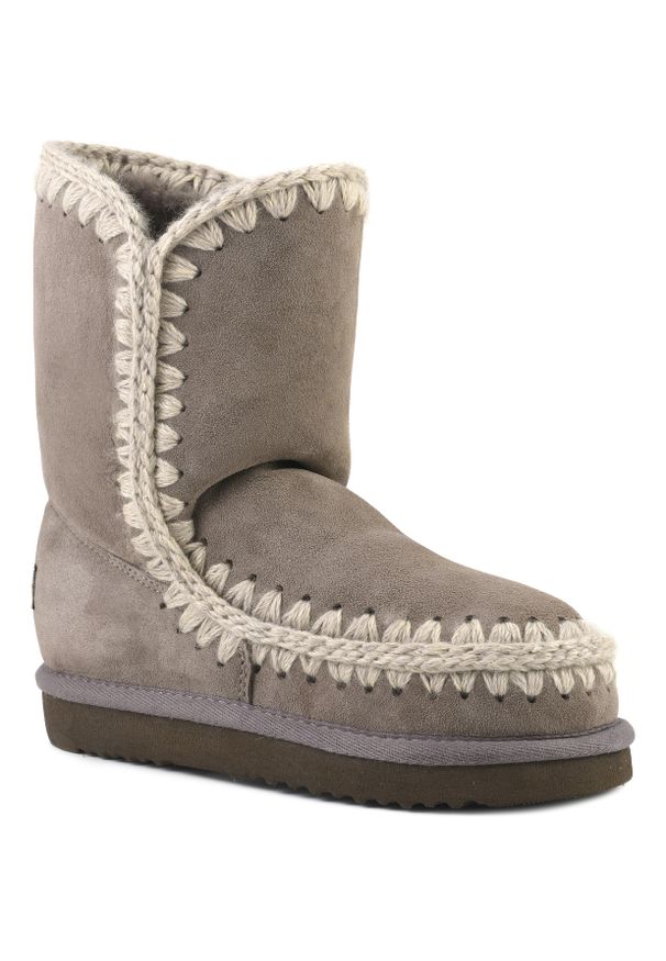 Mou - MOU ESKIMO BOOT 24 Śniegowce damskie. Okazja: na spacer. Wysokość cholewki: przed kolano. Kolor: szary. Materiał: zamsz, materiał, wełna. Szerokość cholewki: normalna. Sezon: zima. Styl: elegancki