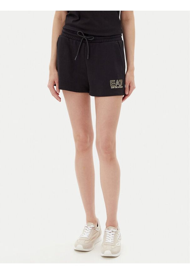 EA7 Emporio Armani Szorty sportowe 7W000108 AF12473 MC004 Czarny Loose Fit. Kolor: czarny. Materiał: bawełna