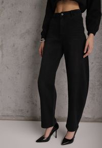 Renee - Czarne Jeansy Barrel Fit High Waist z Bawełną Rolimia. Okazja: na co dzień. Stan: podwyższony. Kolor: czarny. Styl: casual #2