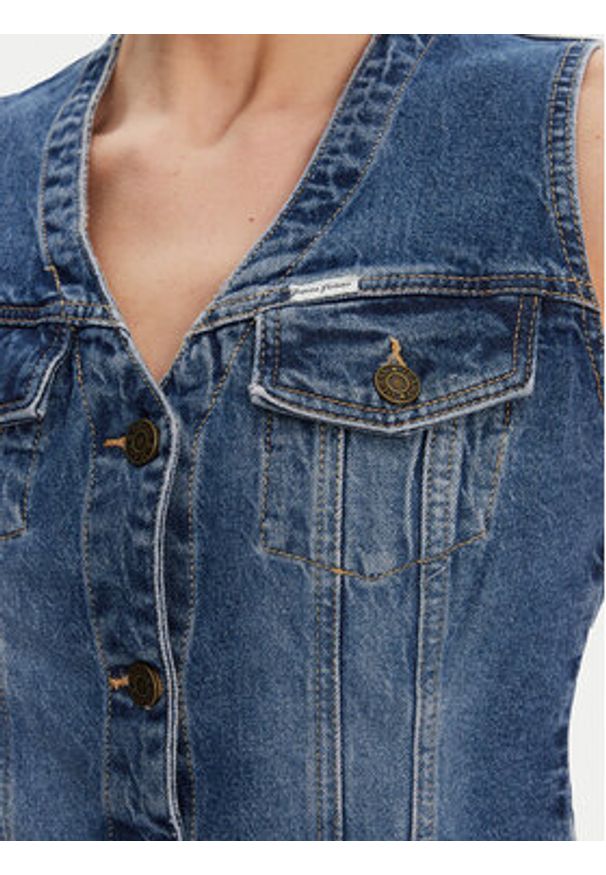 Guess Jeans Kamizelka W5GN74 D5M46 Granatowy Regular Fit. Kolor: niebieski. Materiał: bawełna