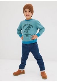 bonprix - Bluza z miekkiej mieszanki bawełny. Kolor: niebieski. Materiał: bawełna. Wzór: nadruk