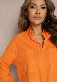 Renee - Pomarańczowa Klasyczna Koszula z Bawełny z Kieszonkami Jaela. Okazja: na co dzień. Kolor: pomarańczowy. Materiał: bawełna. Styl: klasyczny