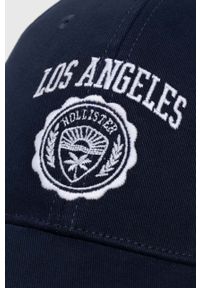 Hollister Co. czapka z daszkiem bawełniana kolor granatowy z aplikacją. Kolor: niebieski. Materiał: bawełna. Wzór: aplikacja #4