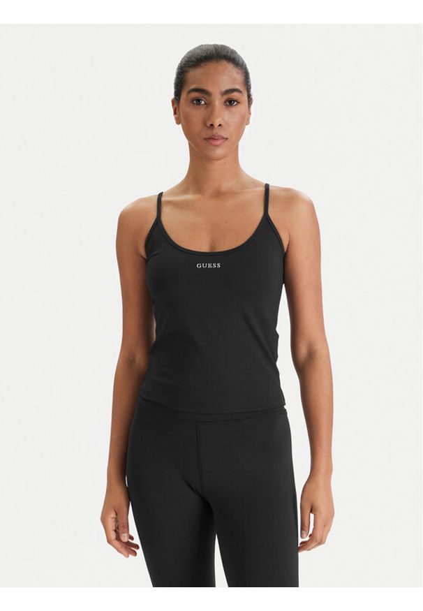 Guess Top V6RP14 KD952 Czarny Slim Fit. Kolor: czarny. Materiał: syntetyk