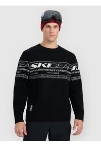 4f - 4F Sweter loose z wełną męski - czarny M. Okazja: na co dzień. Kolor: czarny. Materiał: wełna. Długość rękawa: raglanowy rękaw. Styl: casual #1