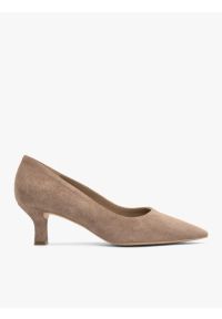Ryłko - Beżowe czółenka ze skóry welurowej. Okazja: do pracy, na co dzień. Kolor: beżowy. Materiał: welur, skóra. Styl: casual #1