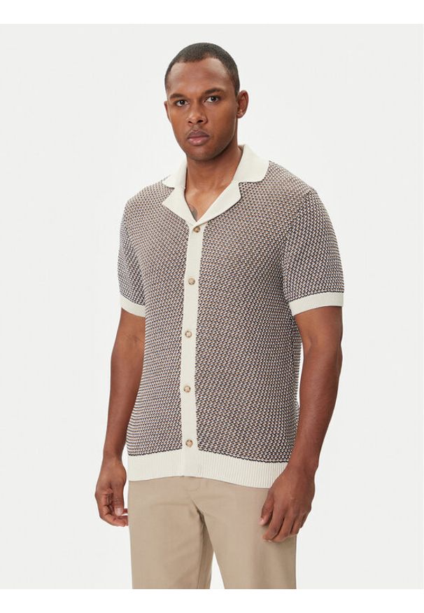 BOSS Kardigan C-Iconico 50543163 Beżowy Relaxed Fit. Kolor: beżowy. Materiał: bawełna