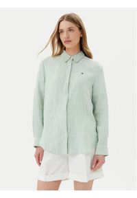 TOMMY HILFIGER - Tommy Hilfiger Koszula WW0WW44679 Zielony Regular Fit. Kolor: zielony. Materiał: len #1