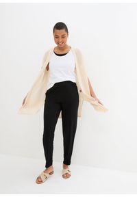 bonprix - Spodnie z gumką w talii, high waist (2 pary). Stan: podwyższony. Kolor: czarny. Materiał: wiskoza #2