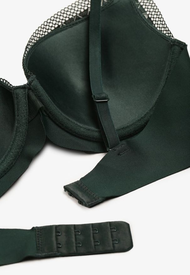 Born2be - Ciemnozielony Biustonosz z Ozdobną Siateczką Zorale. Kolor: zielony