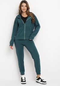 Born2be - Zielony 2-częściowy Komplet Dresowy z Bluzą i Spodniami Seraphelle. Kolor: zielony. Materiał: dresówka