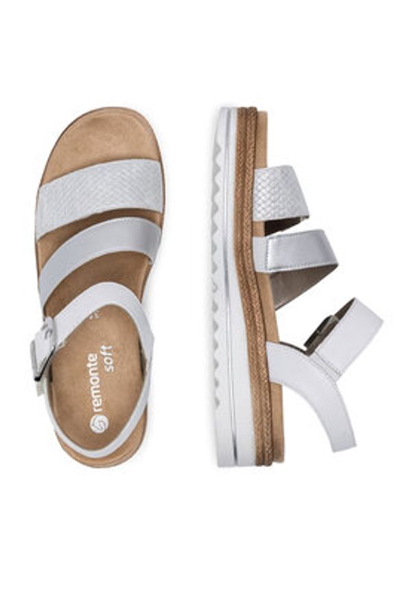 Remonte Sandały D0Q55-90 Srebrny. Kolor: srebrny. Materiał: materiał