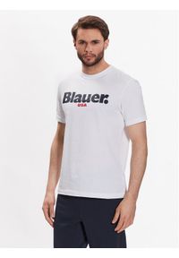 Blauer T-Shirt 23SBLUH02104 004547 Biały Regular Fit. Kolor: biały. Materiał: bawełna