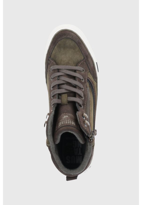 Mustang - Buty. Nosek buta: okrągły. Zapięcie: sznurówki. Kolor: zielony. Materiał: guma
