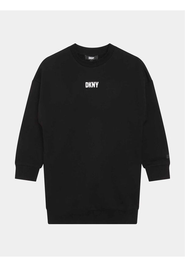 DKNY Sukienka dzianinowa D32894 D Czarny Regular Fit. Kolor: czarny. Materiał: bawełna