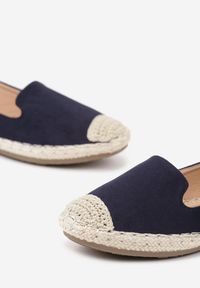 Renee - Granatowe Espadryle z Motywem Plecionki Ralomea. Okazja: na co dzień, na imprezę. Kolor: niebieski. Sezon: lato. Styl: elegancki, casual
