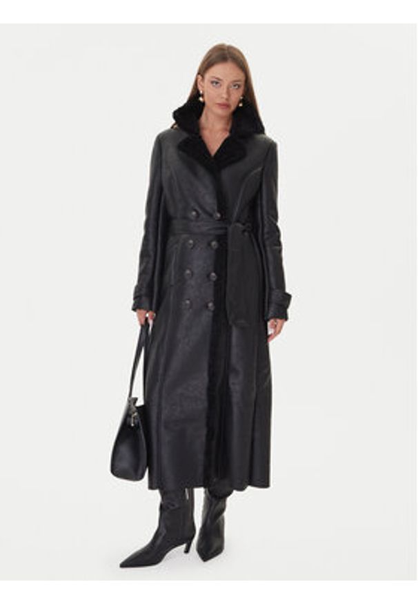 BARDOT - Bardot Płaszcz przejściowy 59622JB1 Czarny Regular Fit. Kolor: czarny. Materiał: skóra