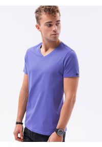 Ombre Clothing - T-shirt męski bawełniany BASIC S1369 - fioletowy - XXL. Typ kołnierza: dekolt w serek. Kolor: fioletowy. Materiał: bawełna. Długość: krótkie. Styl: klasyczny