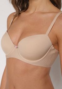 Born2be - Beżowy Klasyczny Biustonosz o Gładkim Wykończeniu Taniarephis. Kolor: beżowy. Rodzaj stanika: różne sposoby noszenia, odpinane ramiączka. Wzór: gładki #2