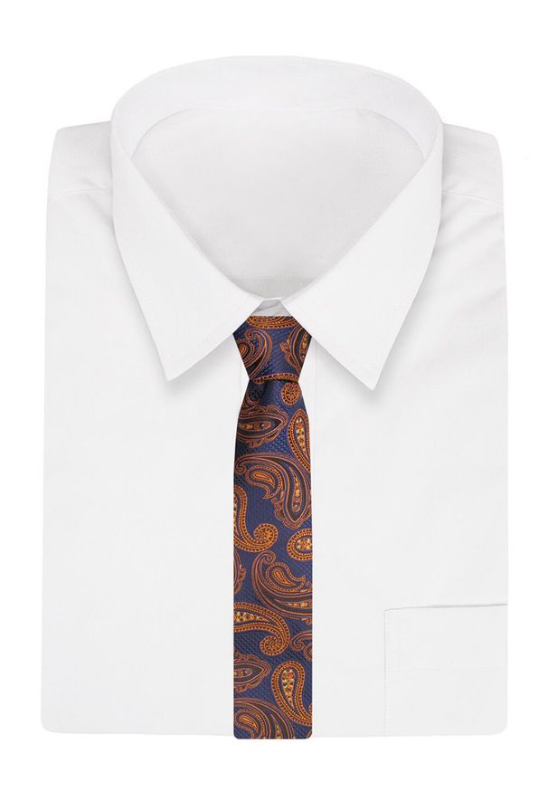Krawat Alties (7 cm) - Niebiesko Złoty, Wzór: Duże Paisley. Kolor: niebieski, złoty, żółty, wielokolorowy. Materiał: tkanina. Wzór: paisley. Styl: wizytowy, elegancki