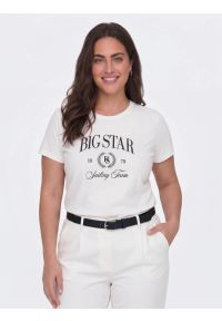 Big-Star - Koszulka damska z kontrastowym nadrukiem biała Ratta 100. Okazja: na co dzień. Kolor: biały. Materiał: jeans, dzianina. Wzór: nadruk. Styl: elegancki, casual #9