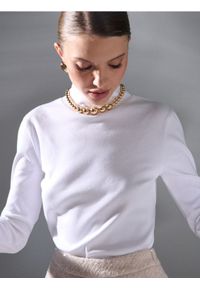 Sinsay - Bluzka z długim rękawem - biały. Kolor: biały. Długość rękawa: długi rękaw. Długość: długie