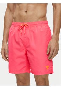 Guess Szorty kąpielowe F6GT24 WG282 MEDIUM Różowy Regular Fit. Kolor: różowy. Materiał: syntetyk #1