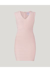 HERVE LEGER - Sukienka bandażowa mini. Kolor: różowy, wielokolorowy, fioletowy. Materiał: materiał. Typ sukienki: dopasowane, z odkrytymi ramionami. Styl: klasyczny, wizytowy, elegancki. Długość: mini #9