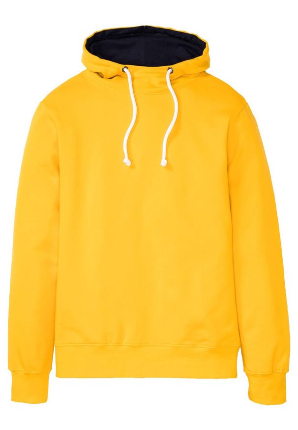 Bluza z kapturem bonprix żółty szafranowy - ciemnoniebieski. Typ kołnierza: kaptur. Kolor: żółty. Materiał: materiał, bawełna