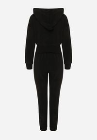Born2be - Czarny Komplet Dresowy z Bawełną Bluza z Kapturem i Spodnie z Gumką w Talii Neseria. Kolor: czarny. Materiał: bawełna, dresówka #4