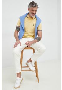 Polo Ralph Lauren polo bawełniane kolor żółty gładki. Typ kołnierza: polo. Kolor: żółty. Materiał: bawełna. Długość: krótkie. Wzór: gładki #4