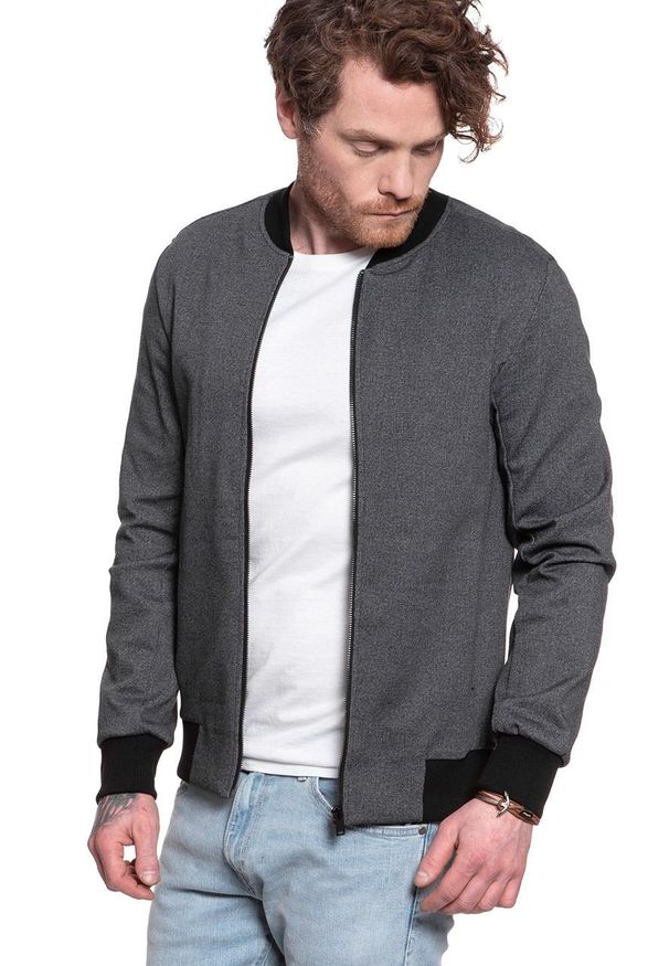 Selected - SELECTED HOMME SLHJUAN BOMBER SWEAT JACKET MĘSKA KURTKA PRZEJŚCIOWA BLACK 16070483